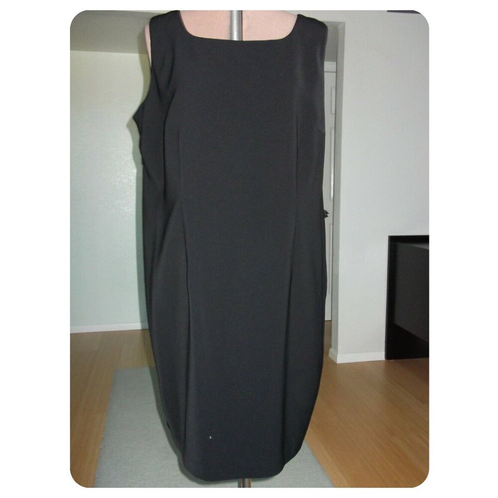Jessica Howard Women Plus Size 20 Petite Black Dress A-Line Sleeveless Pleat 20P